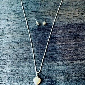 Elegant Silver Heart Necklace and Earring Set from Africa